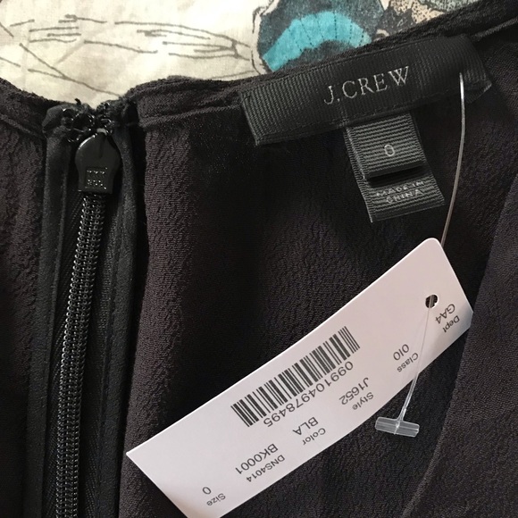 J. CREW NWT faux-wrap mini dress. Black, size 0 - Picture 4 of 8